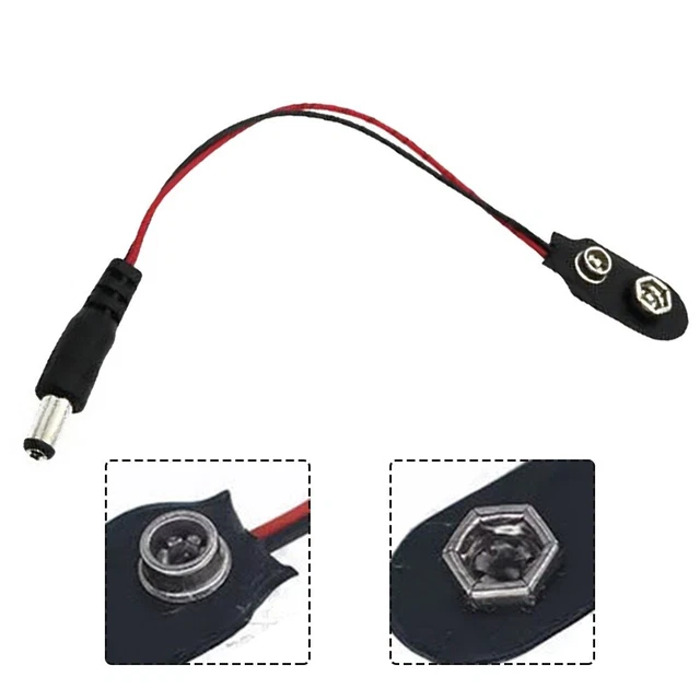 Lot De 10 Connecteurs à Clip Pour Pile 9V - Câbles 15 Cm, Extrémités Nues