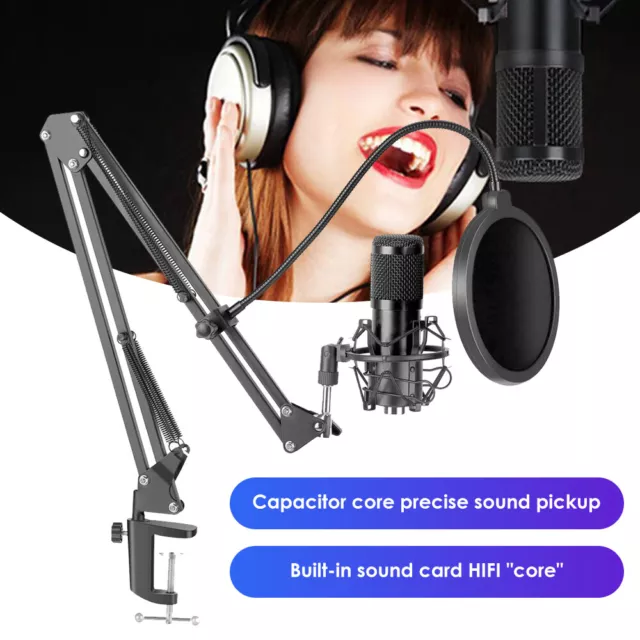 For PC Kit with Adjustable Mic, Cardioid Condenser Professional Microphone Combo