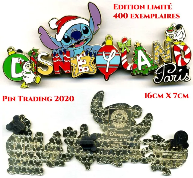TRÈS GRAND PIN'S Disney Disneyland Paris Stitch Noel Limited Ed 400 ex 2020  EUR 52,90 - PicClick FR
