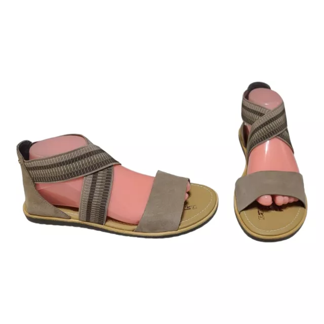 Sorel Ella II Sandals Women’s Size 9 Suede Flats Brown Ankle Strap - New w/o Box