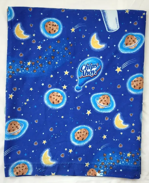 Chips Ahoy Cookies Queen Flat Sheet Novelty Advertising Milk Galaxy 85x104 Flaw