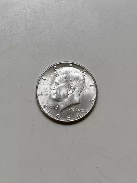 1964 John F  KENNEDY HALF DOLLAR, 90% SILVER, AU