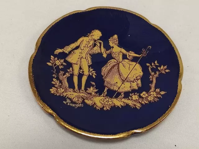 Vintage Limoges Frankreich 2,25 Zoll blau & gold Keramik Schmuckschüssel: Der Vorschlag