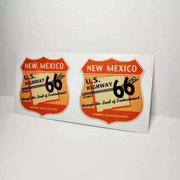 Pair Route 66 New Mexico Vintage Style Travel Decal,Vinyl Sticker, Luggage Label