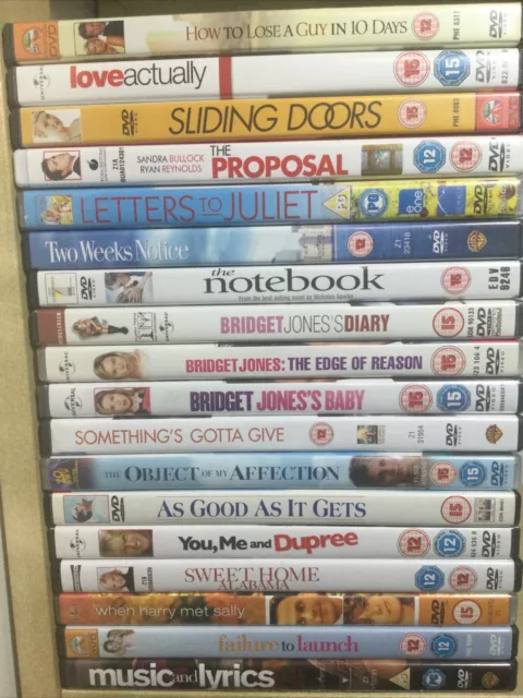 Romance & Rom Com DVD Film Bundle x18 Romantic Comedy Movie Collection