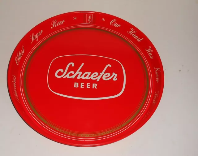 SCHAEFER Metal 13" Beer Tray by CANCO VINTAGE 1970s BROOKLYN ALBANY NICE!
