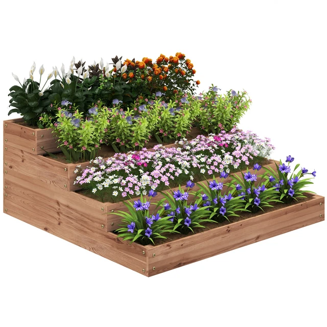 Letto Da Orto Rialzato Con Serra - 121x55x117 Cm In Legno E PE, Perfetto Per Fiori E Verdure - Foto 4