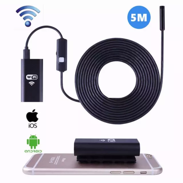 8MM HD WIFI Endoscope Camera Borescope Inspect Type-C USB For Android iPhone PC