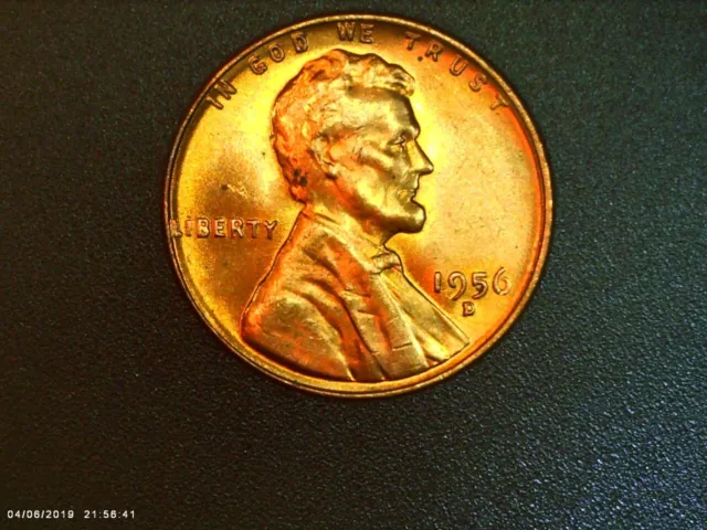 1956 Denver Mint Lincoln Wheat Penny - Obverse DIE CHIP ERROR