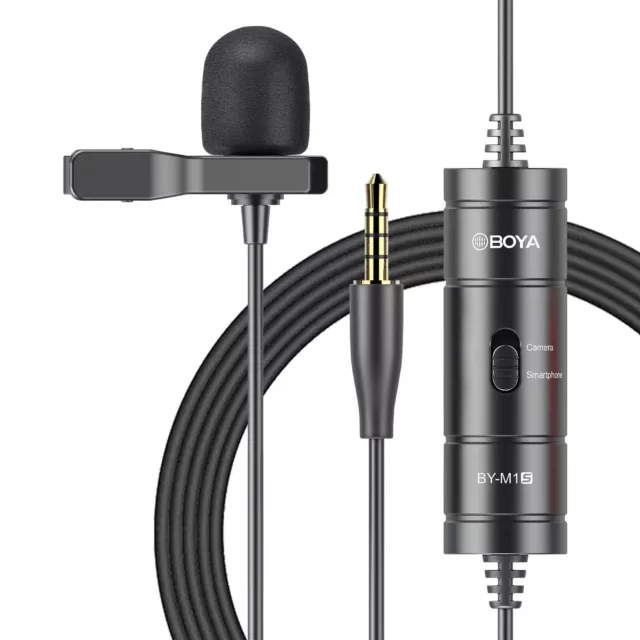 BOYA BY-M1S Professional Lavalier Lapel Microphone Omnidirectional Condenser ...