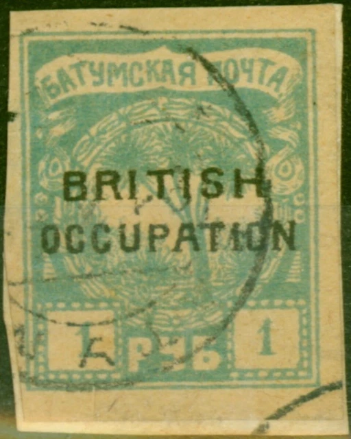 Batum 1919 1R Pale Blue SG14 Good Used on Piece