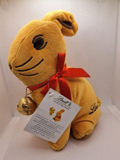 WITH TAGS LINDT Chocolate Golden Yellow Bunny Bell Soft Plush Stuffed ...