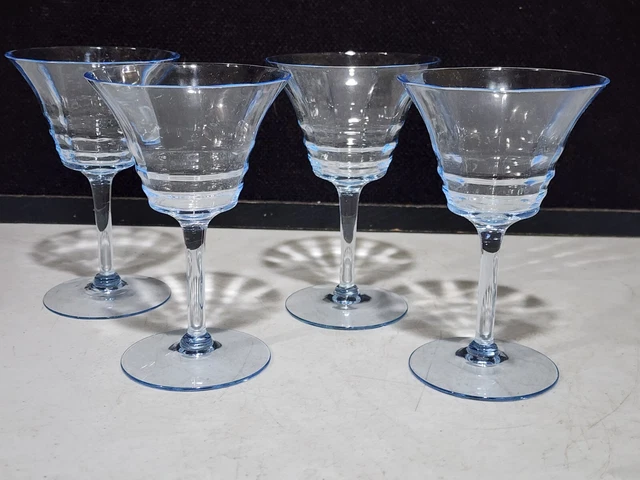 Set Of 4- Cambridge Decagon 5.5"  Wine Glasses Goblets