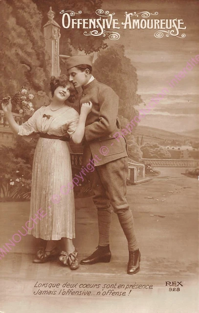 CPA Militaria Patriotic Offensive Lady When Two Hearts
