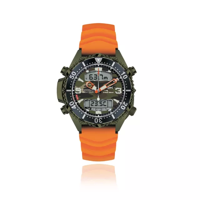 CHRIS BENZ DEPTHMETER DIGITAL 200M SPECIAL EDITION Chamäleon mit Band in Orange