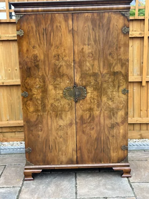 20th Century Queen Anne Style Walnut Veneered Double Door Wardrobe