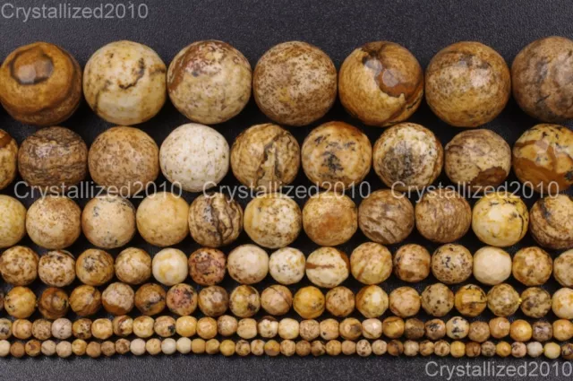 Faceted Natural Picture Jasper Gemstone Round Beads 4mm 6mm 8mm 10mm 12mm 15.5"