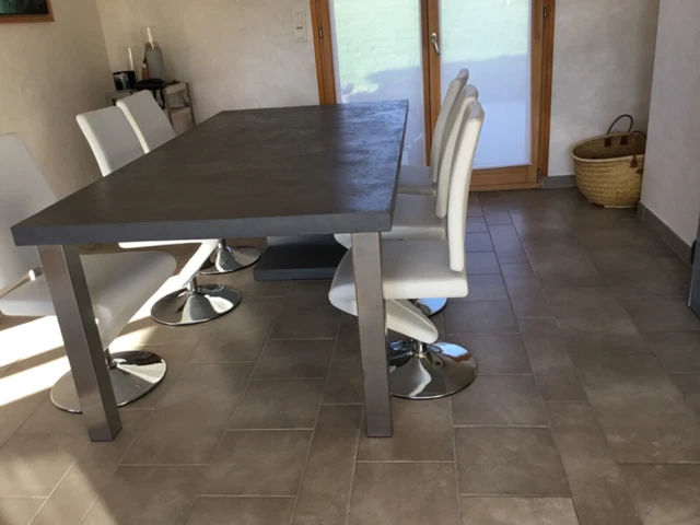 TABLE DE SALLE à manger en béton ciré grise design EUR 1.040,00