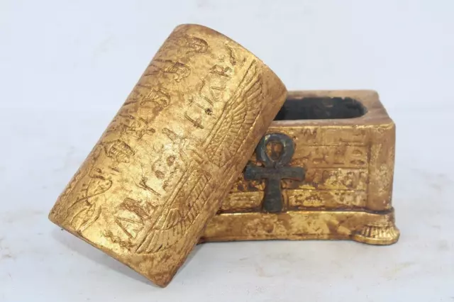 RARE ANCIENT EGYPTIAN ANTIQUE Isis Key Life Horus Sons Jewelry Box Egypt History 3