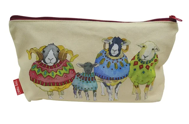 BOLSA CON CREMALLERA DISEÑO ""OVEJAS EN SUÉTER"" Divertido Tejer Ovejas y Almacenamiento de Costura