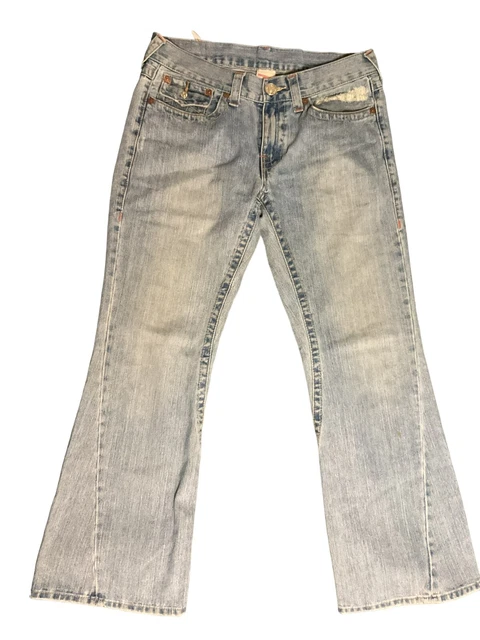True Religion Joey Flare Jeans Men's 36x32 Blue Distressed Denim True Religion Joey Flare Jeans Men's 36x32 Blue Distressed Denim