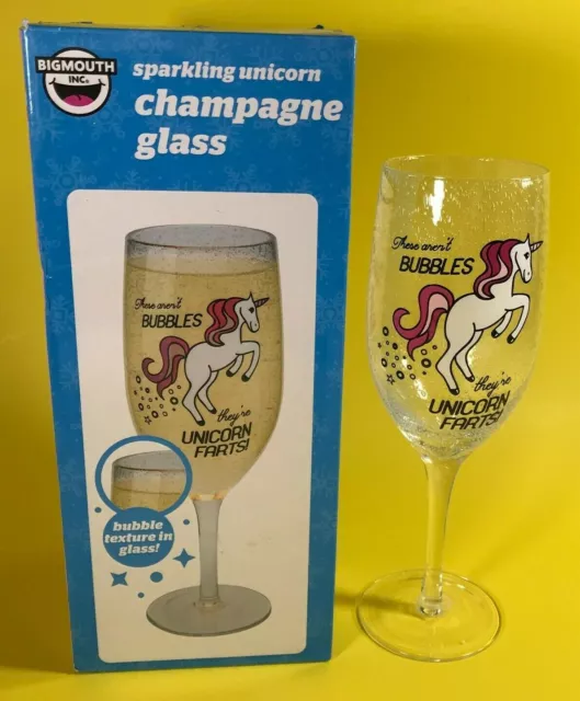 JUMBO 16oz UNICORN FARTS UNICORN HORSE CHAMPAGNE GLASS w BOX DRINKING PARTY GAG