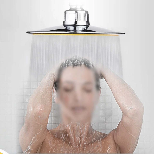AFUDER Pommeau De Douche Laiton 8 Pouces - Tete Large Effet Pluie - Filetage Standard 1/2 Pouce - Chrome/Bronze