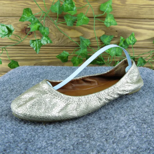 Lucky Brand Emmie Women Ballet Shoes Pewter Leather Slip On Size 6.5 Medium