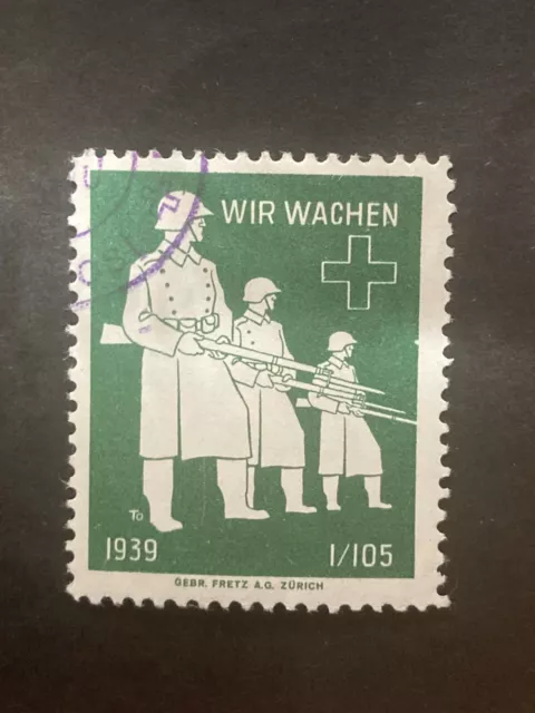 Schweiz 1939 Soldatenmarke I/105 grün gestempelt