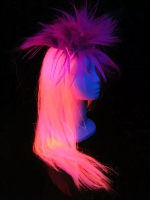 UV Schwarzlicht Perücke Neon Punk zweifarbig pink