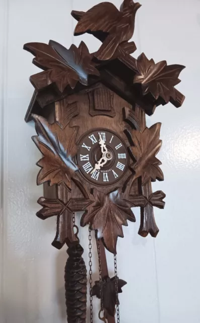 German Black Forest Nicely Carved Bird Theme Cuckoo Clock Working Regula