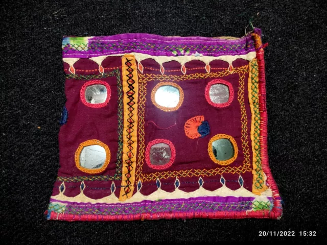 vintage banjara Gujarati rabari kuchi ethnic handmade embroidered mirror bag 001