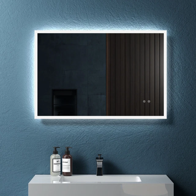 36" Modern Wall Mounted LED Backlit Anti-Fog Rectangular Bathroom Mirror with