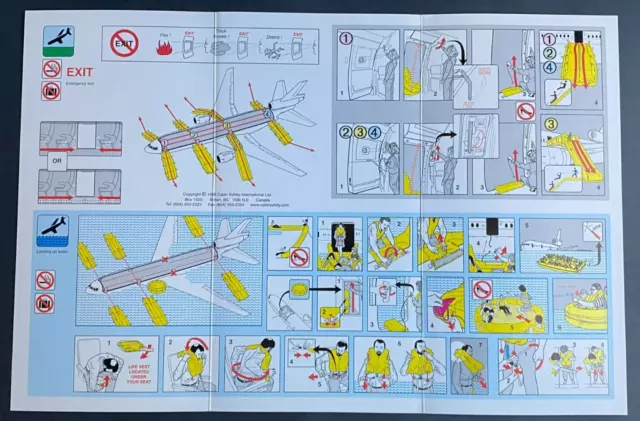 Hawaiian Airlines DC-10 Safety Card - 8/99 2