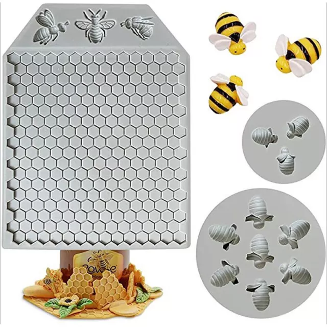 Honeycomb Bee Silicone Mold Sugarcraft Chocolate Cupcake Fondant Cake TooSGP XK