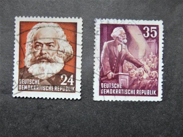 DDR 1953 Mi-Nr. DD 349IYI und 350YI " Karl Marx " gestempelt