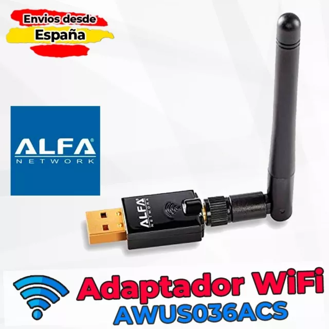 ⭐⭐⭐⭐ Adaptador WiFi USB ALFA AWUS036ACS Antena WiFi AC750 Realtek RTL8811AU