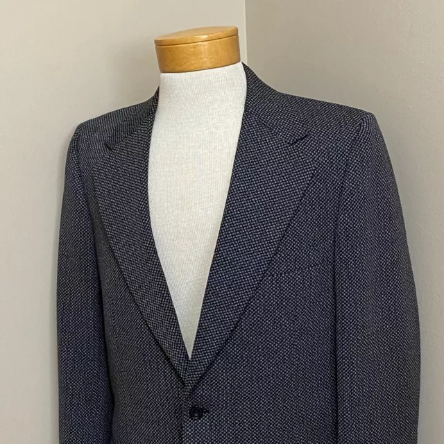 Mens 1970s Double Knit Polyester Sport Coat Size 42L Dark Gray Blazer