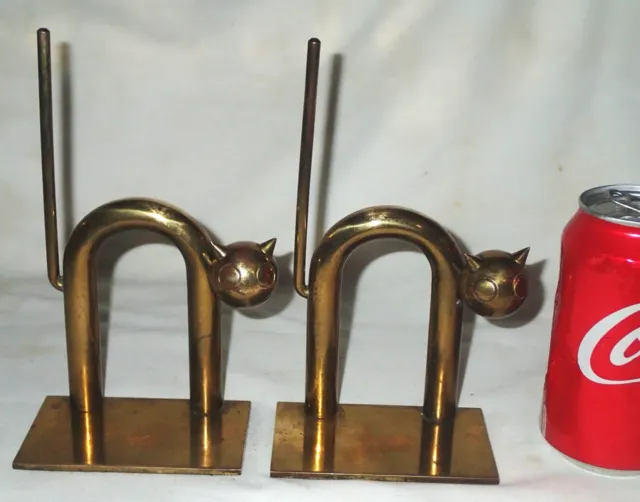 Antique Chase Usa Industrial Brass Art Deco Cat Kitten Usa Statue Home Bookends