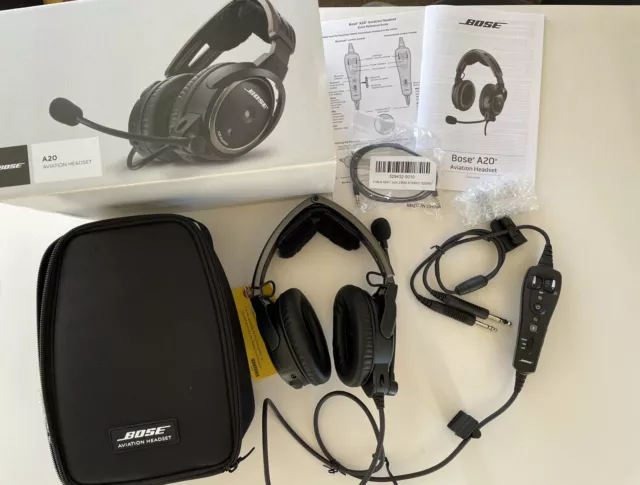 Bose A20 Twin Plug Aviation Headset Bluetooth General Aviation Plug (NEW)