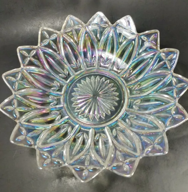 Federal Petal Clear Carnival Glass Circa 1960 Iridescent Salad Plate