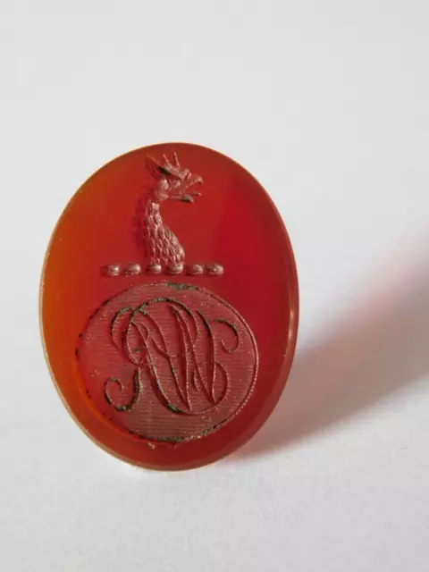 Antique Heraldic Family Crest Wax Seal , Intaglio Coat Of Arms Writing Seal