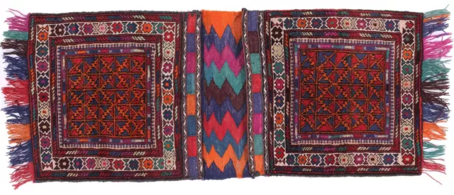 Khorjin Carpet Saddle Bag Kameltasche Nomads 60x140 Hand Knotted Red