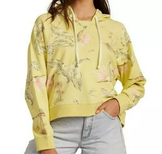 Billabong NWT $69 M Surfline Pullover Hoodie Sweatshirt Lemongrass Hibiscus