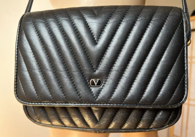 Valentino Garavani Black Leather Crossbody Shoulder Bag