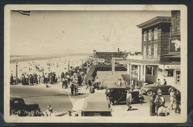 OR Seaside RPPC 1940's STREET SCENE Turnaround NORTH PROMENADE by Hale No. 144