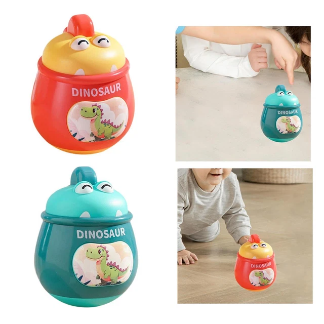 Babyhug Dino Push and Shake Yellow Roly Poly Toy| Wobbling Bell Sounds For 0 Months+| Child Safe Material| Gifting Toy| BIS Certified
