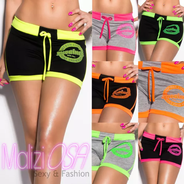 Shorts pantaloncini Donna corti FLUO MADE IN ITALY hot pants Moda Mare Palestra