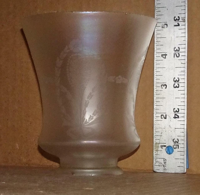Antique Victorian Opalescent Glass Lamp Shade Vtg Acid Etched Frosted Shade S-01