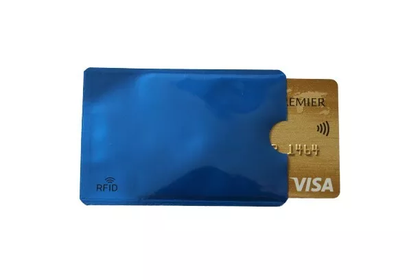 1 étui bleu de protection anti piratage carte bancaire sans contact RFID 